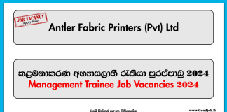 Management Trainee - Antler Fabric Printers (Pvt) Ltd